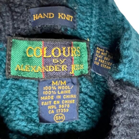 80's Vintage Colours Argyle Wool Sweater size Medium Thick Heavy Knit - Picture 3 of 3